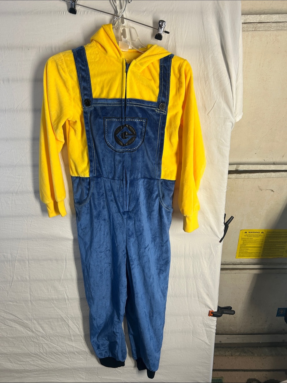 Kids Yellow & Blue Hooded Overalls Jumpsuit